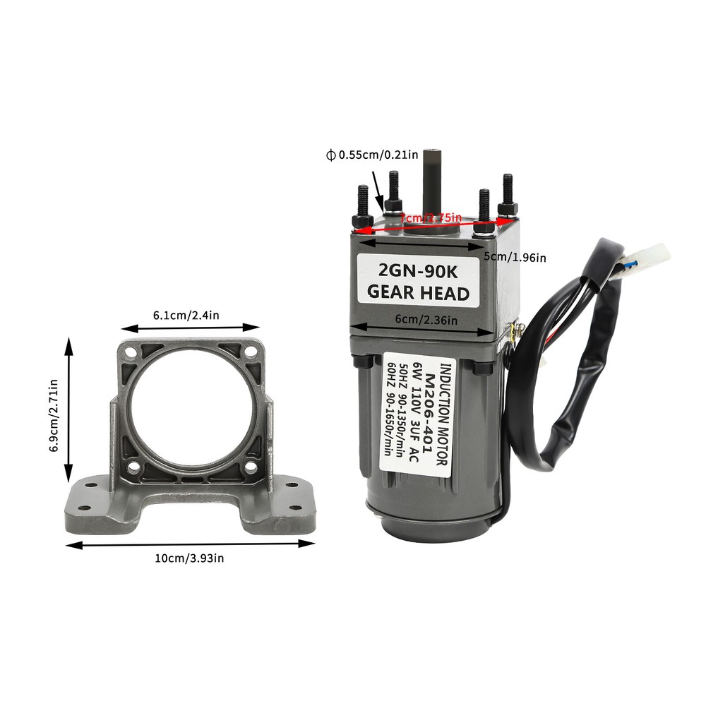 90:1 AC 110v Worm Gear Motor with 6w Power+ Variable Speed Reduction Controller