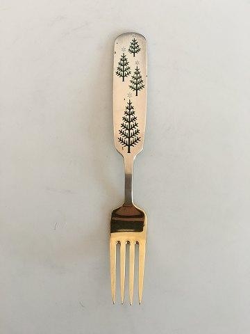 A. Michelsen 1950 Christmas Fork Gilded Sterling Silver with Enamel