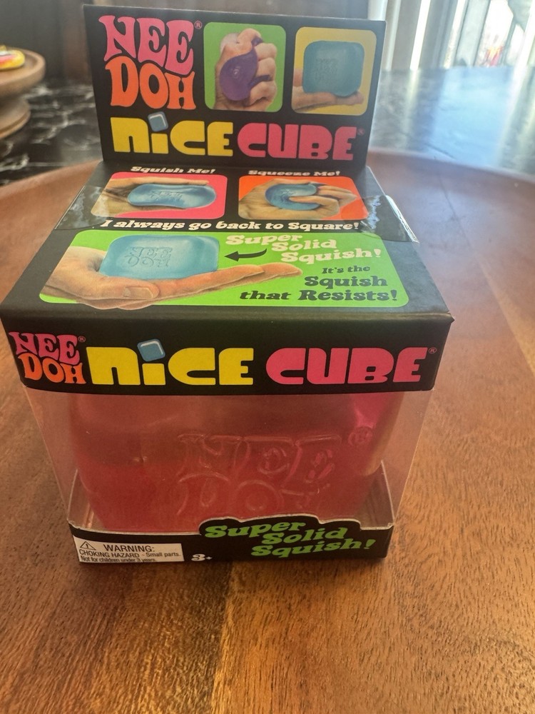 Schylling Nee Doh Super Solid Squish Red Squeeze Ball Maltose NIce cube