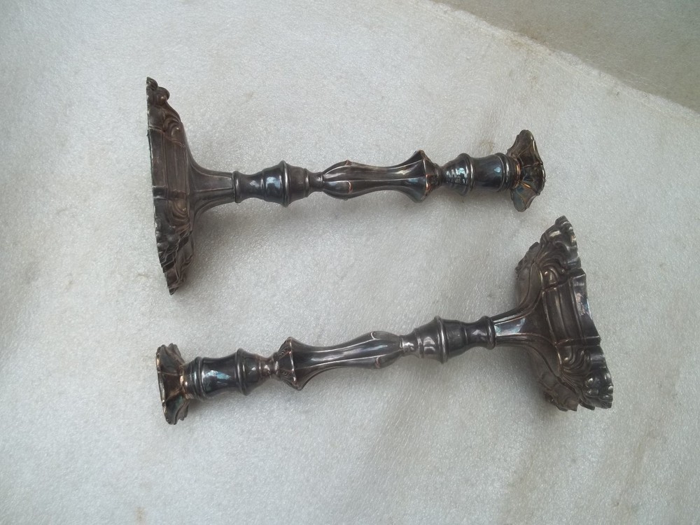 Antique Victorian Silver Plated Candlesticks.