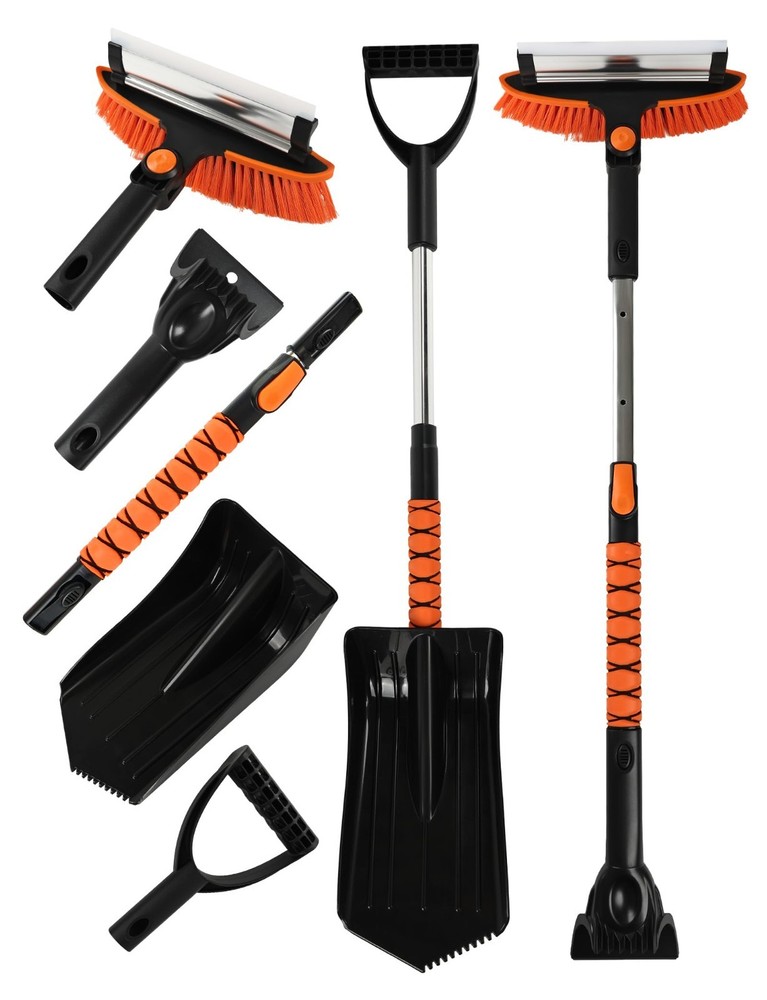 41" Extendable Ice Scraper & Snow Brush - 2-in-1 Car Windshield Tool with Ergono