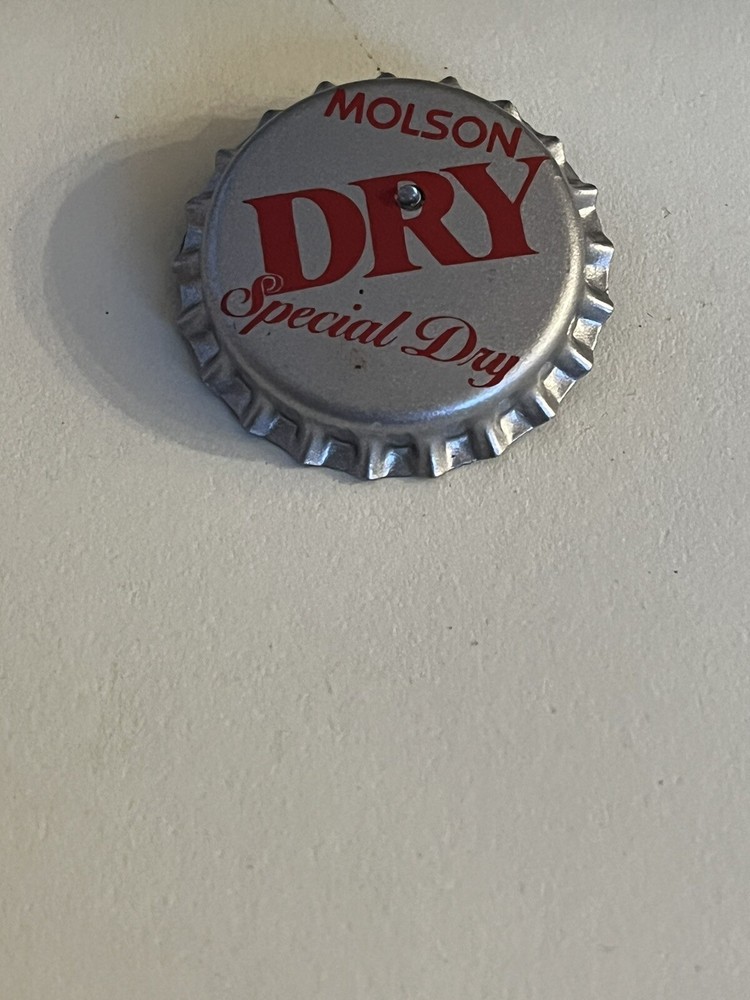 Molson Special Dry Beer Bottle Cap Pin Button Vintage Light Up Not Working