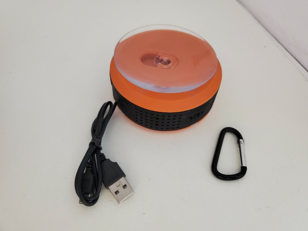 Orange Mini Outdoor Wireless Waterproof Bluetooth Speaker Suction cup & Mic J31