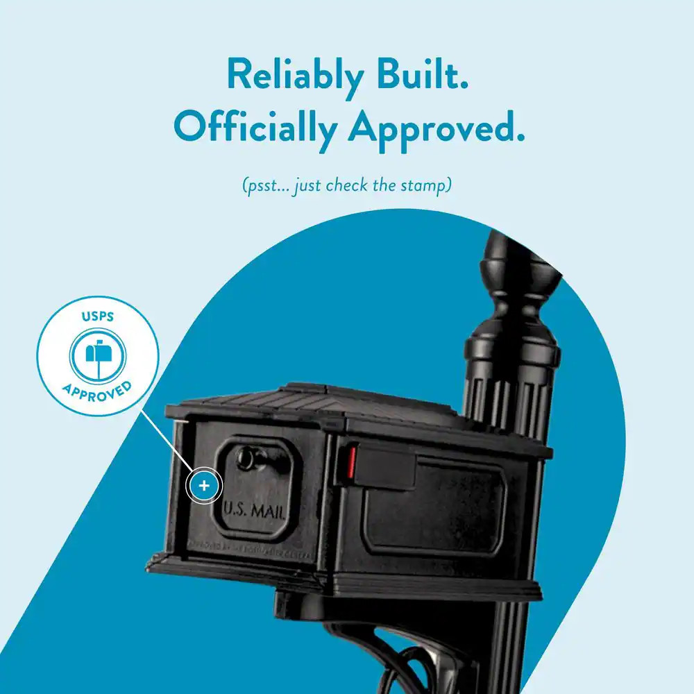 Stratford Black, Medium, Plastic, All-In-One Mailbox and Post Combo