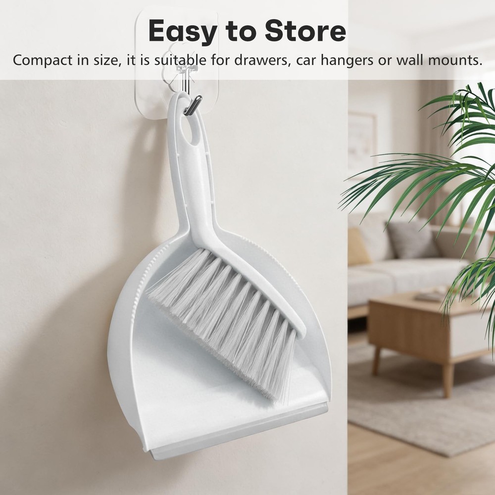 NACENA Handheld Dustpan and Broom Set – Mini Compact Brush Combo 1 Pack, Gray