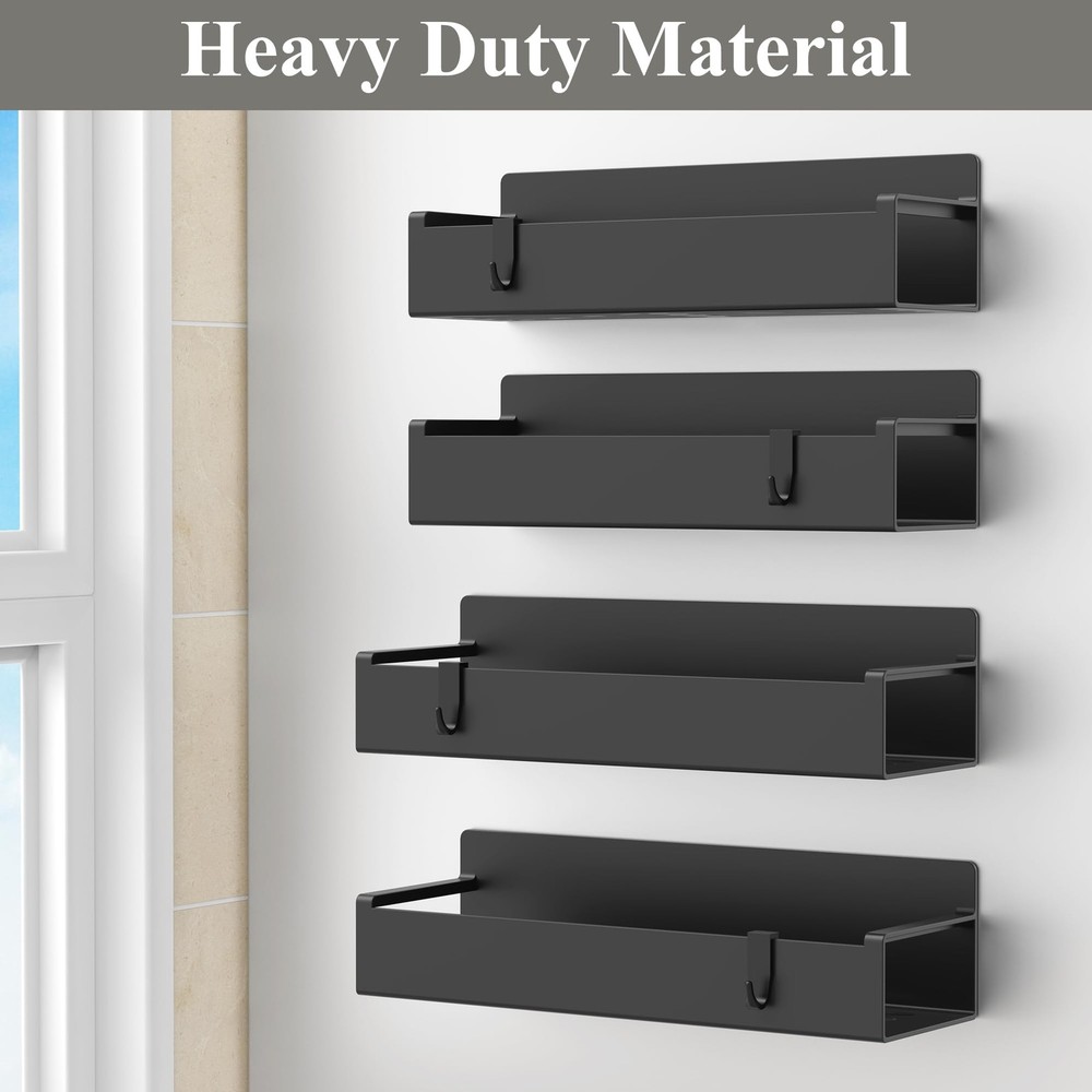 HuggieGems 4 Pack Magnetic Spice Rack Organizer for 4 Pack, Black