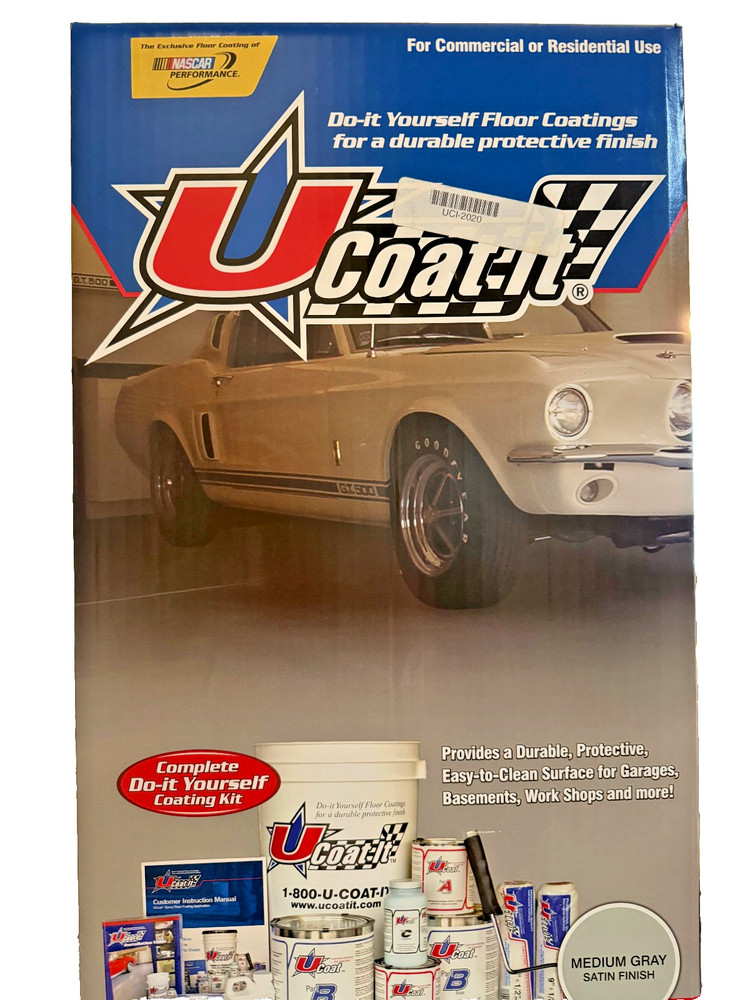 UCoat-It System Floor Coatings Kit Medium Gray Satin Finish NEW Unopened Box