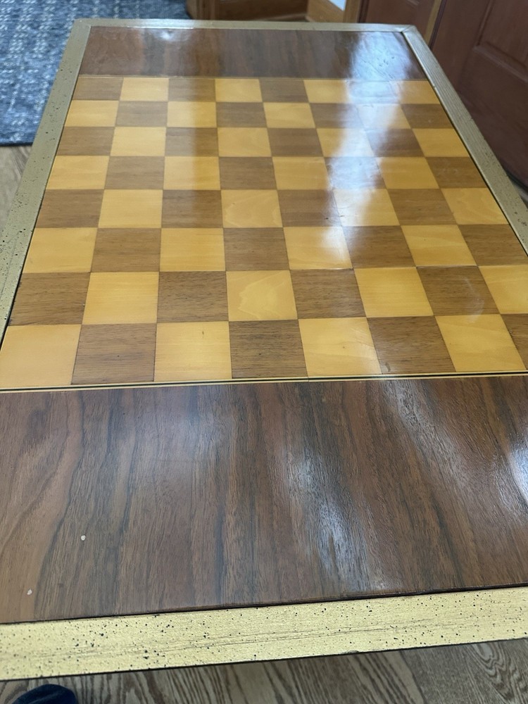 Vintage Chess Table Bronze with rolling feet