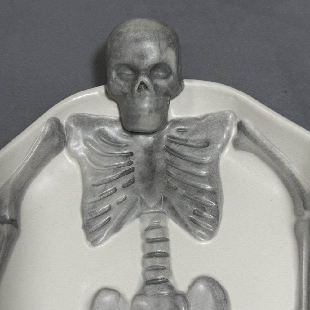 Arlington Designs Skeleton Stoneware Serving Platter Halloween Dish Goth 14"