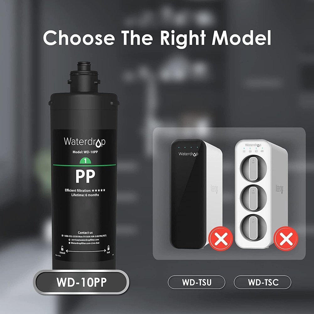 Waterdrop WD-10PP Under Sink Water Filter, Replacement for Waterdrop TSA & TSB
