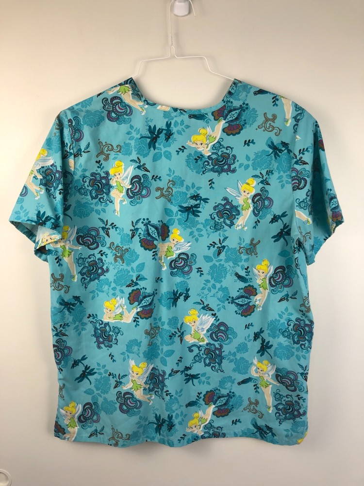 Disney Tinkerbell Ladies Scrub Top Size Medium