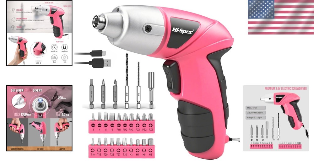 Lightweight 3.6V Electric Screwdriver with 26 Bits - Ideal for Small Projects