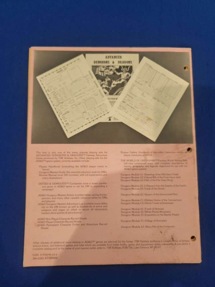 Player Character Record Sheets - AD&D 9058 (13 Sheets)