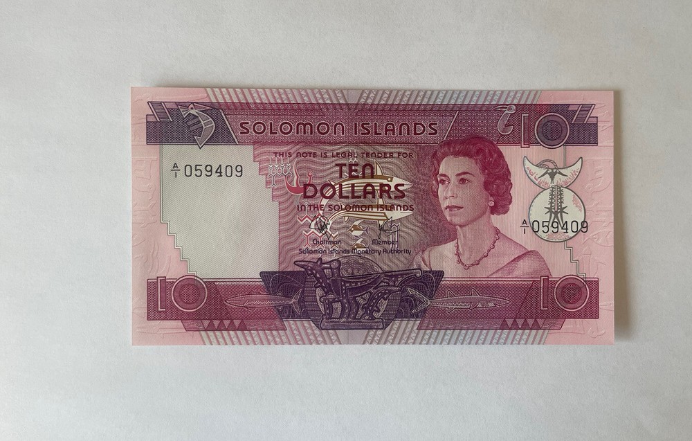Solomon 10 Dollars 1977 P-7  A/1 Pre-Fix UNC