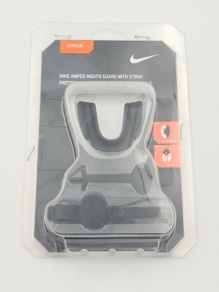 Nike Amped Mouth Guard With Strap Black Juniors