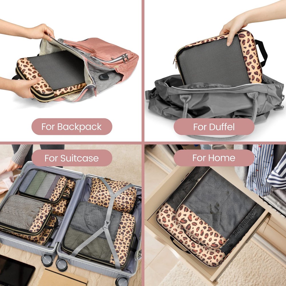 Compression Packing Cubes for Travel 6 Set See Through Mesh Packing Cubes for...