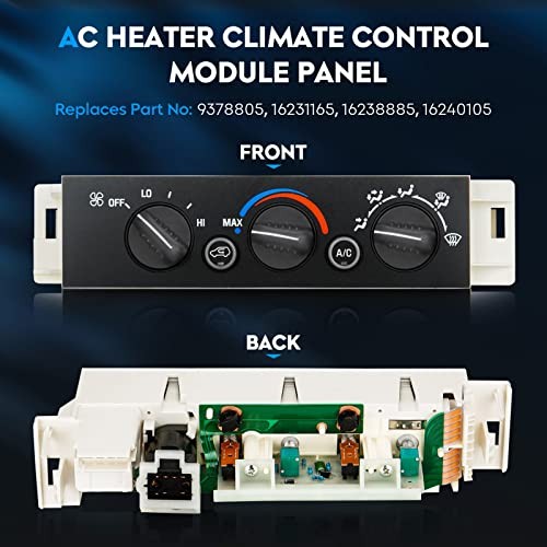 AC Heater Climate Control Module Panel w/o Rear Window Defogger Switch for