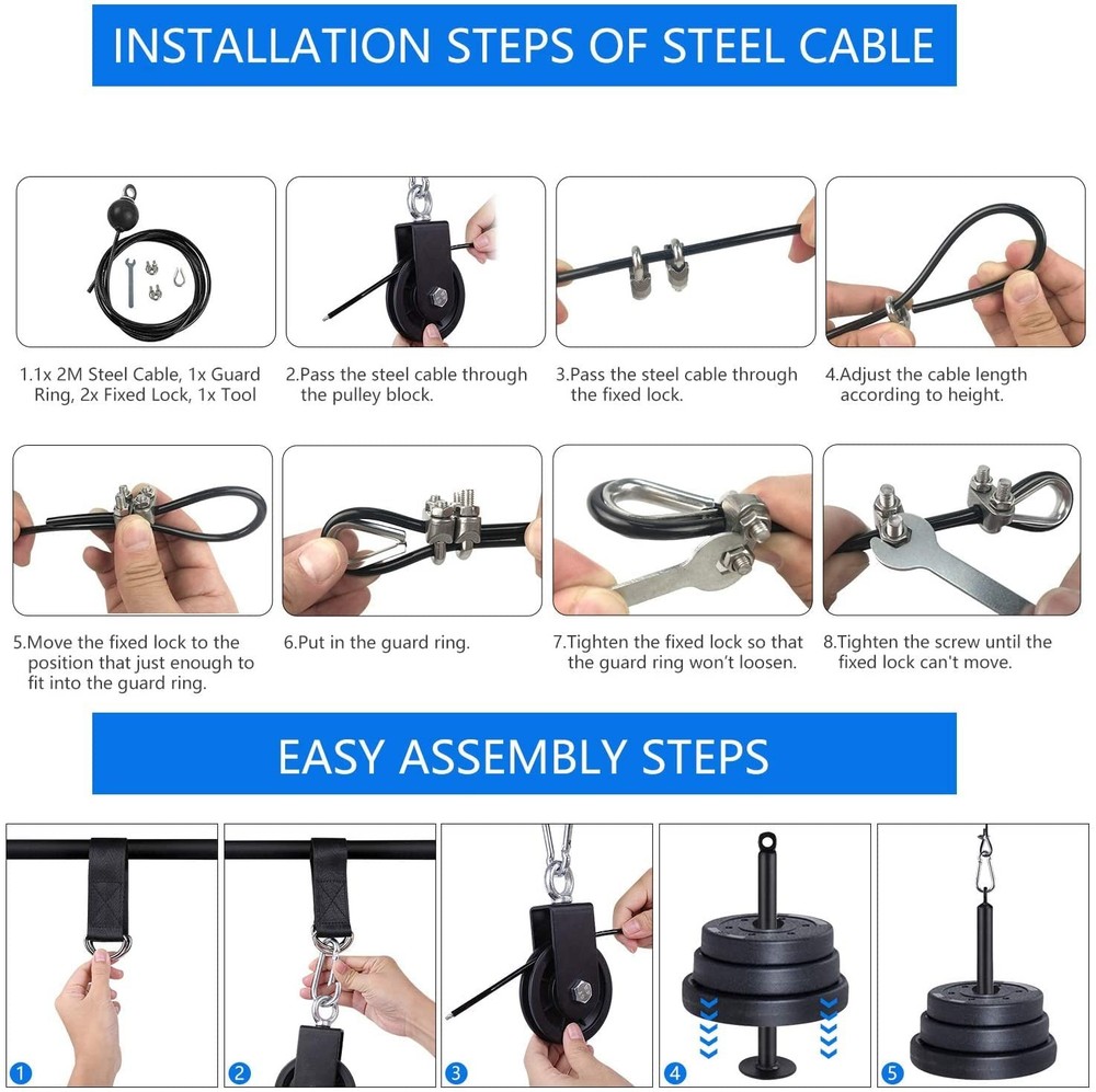 LFJ LAT Pull Down and Lift Weight Pulley System Cable Machine Pulley Attachment