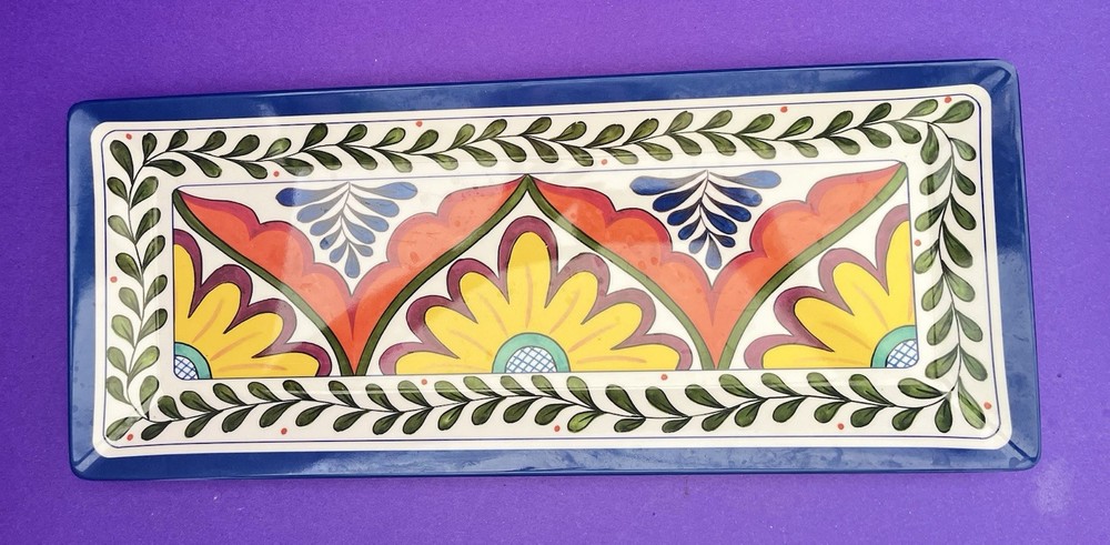 Melamine Large Rectangular Serving Platter Plate 19”x 8” Talavera Style SALE!