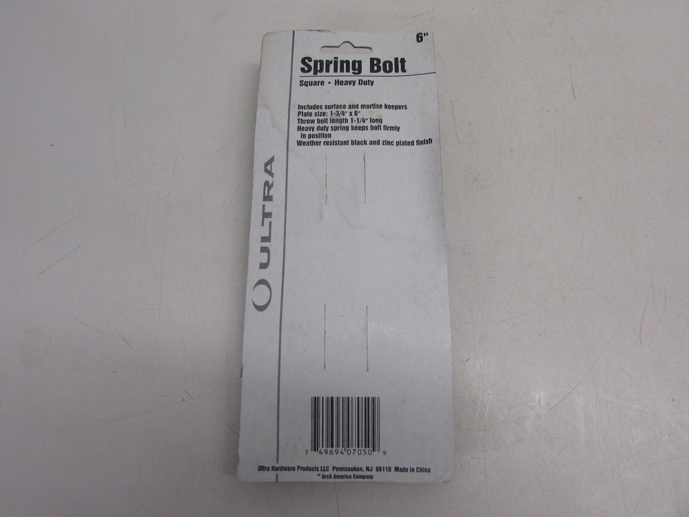 NOS! ULTRA HARDWARE 6" HEAVY DUTY SQUARE SPRING NECK BOLT No. 07050