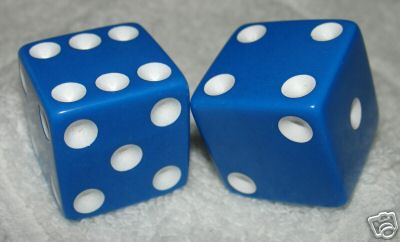 1" HUGE BLUE OPAQUE DICE PAIR