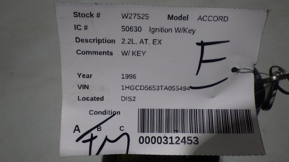 96 HONDA ACCORD Ignition W/Key
