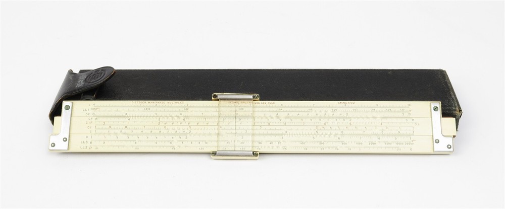 Eugene Dietzgen Co. Micromatic #1732 Slide Trig Log Ruler Multiplex Leather Case