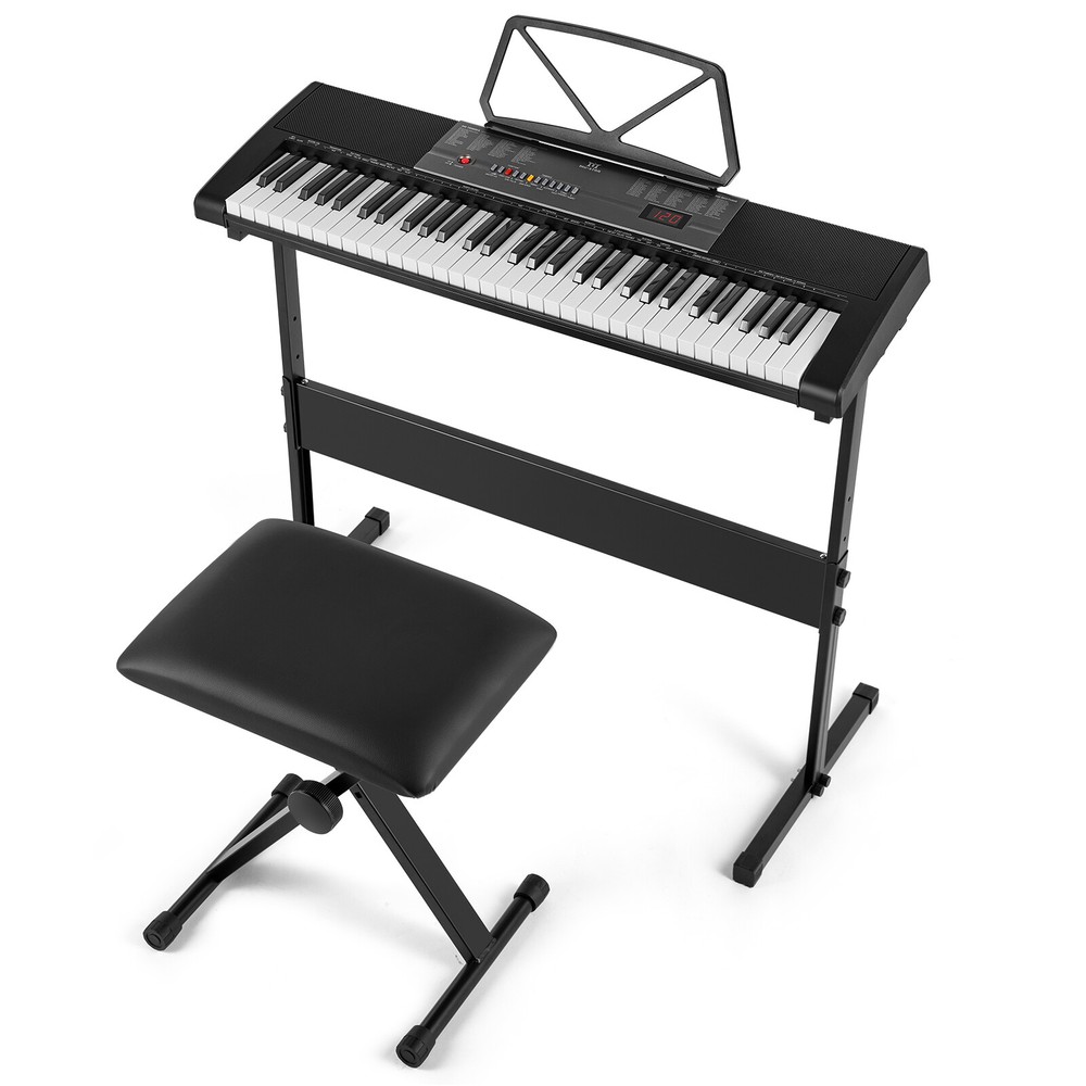 Mustar 61 Keys Light Up Electronic Keyboards with Bench,Stand,Headset,Microphone