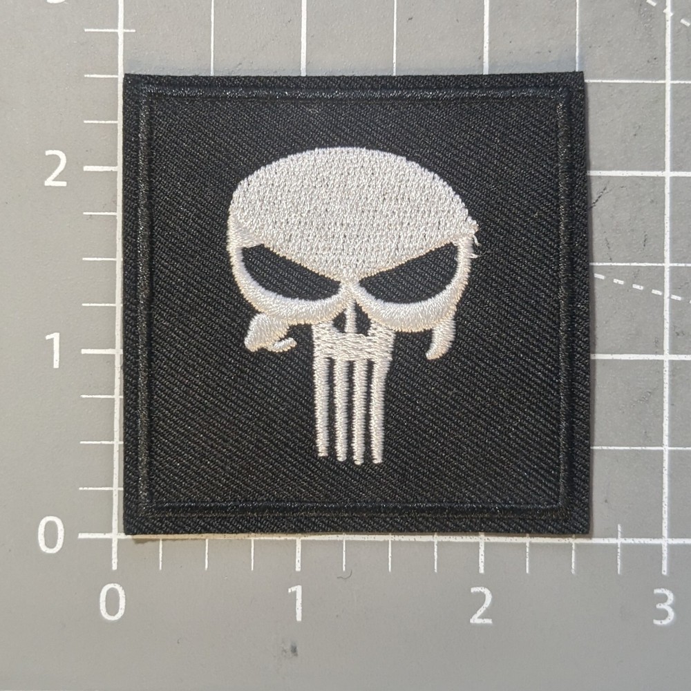 Punisher Patch Frank Castle Marvel Comics Superhero Embroidered Iron On 2.5x2.5"