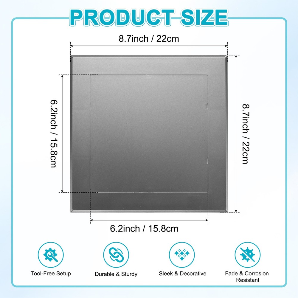 1-Pack Access Panel for Drywall, 6x6" Plastic Removable [Grey, Square]