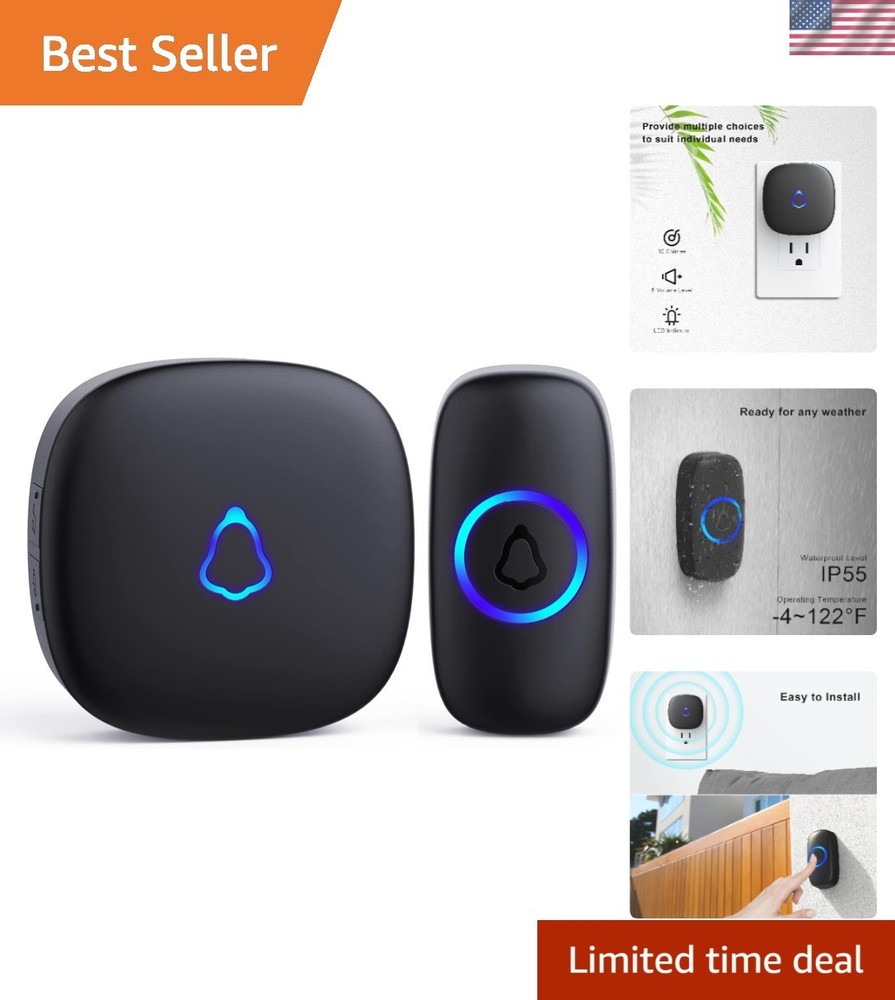 Wireless Doorbell, Easy installation, Waterproof, Adjustable Volume, 58 Chimes,