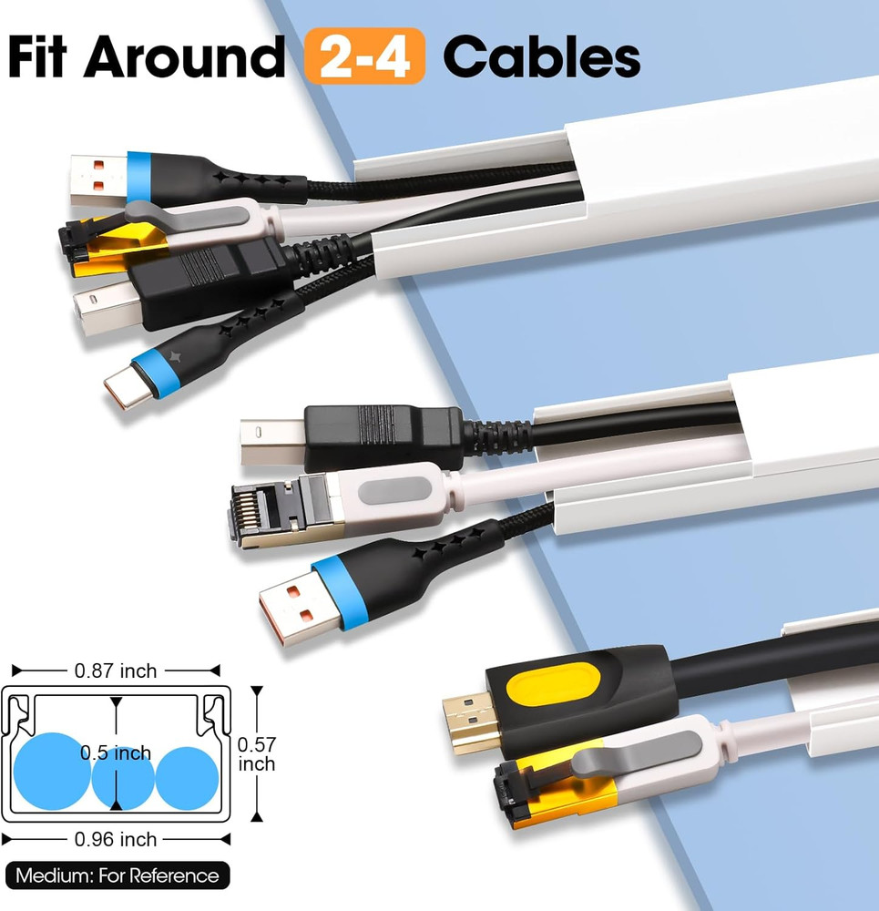 116 Cable Raceway Cord Cover No Drill Adhesive Paintable