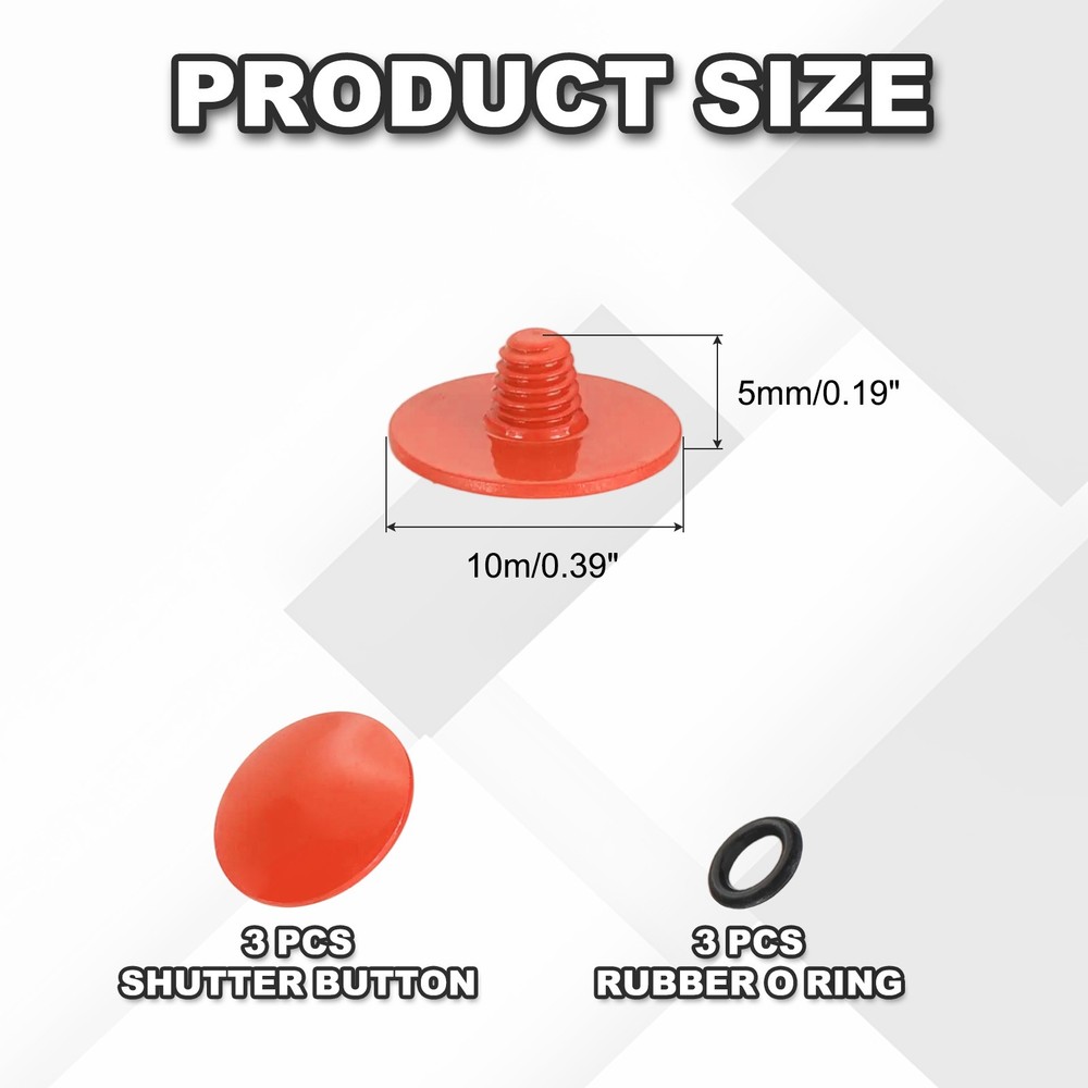 Camera Shutter Button, 3Pcs 10mm Convex Surface Shutter Release Buttons Orange