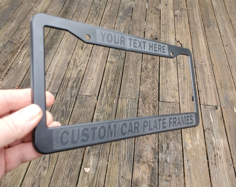 BLACK ON BLACK PLASTIC ENGRAVED CUSTOM PERSONALIZED License Plate Frame