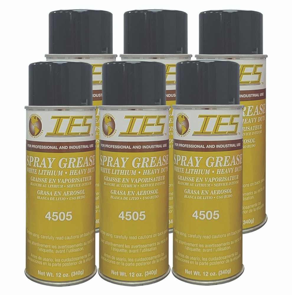 White Lithium Spray Grease, 6-Pack, w/extension tips, net wt. 12 oz.