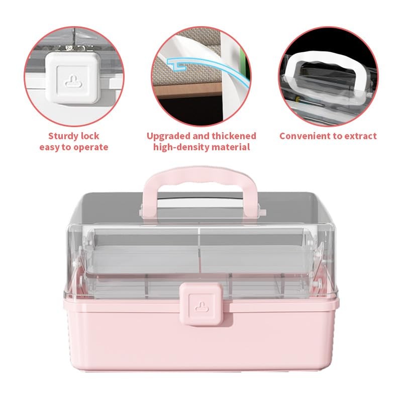 12.9in Three-Layer Multipurpose Storage Box with Handle Portable Tackle Box F...