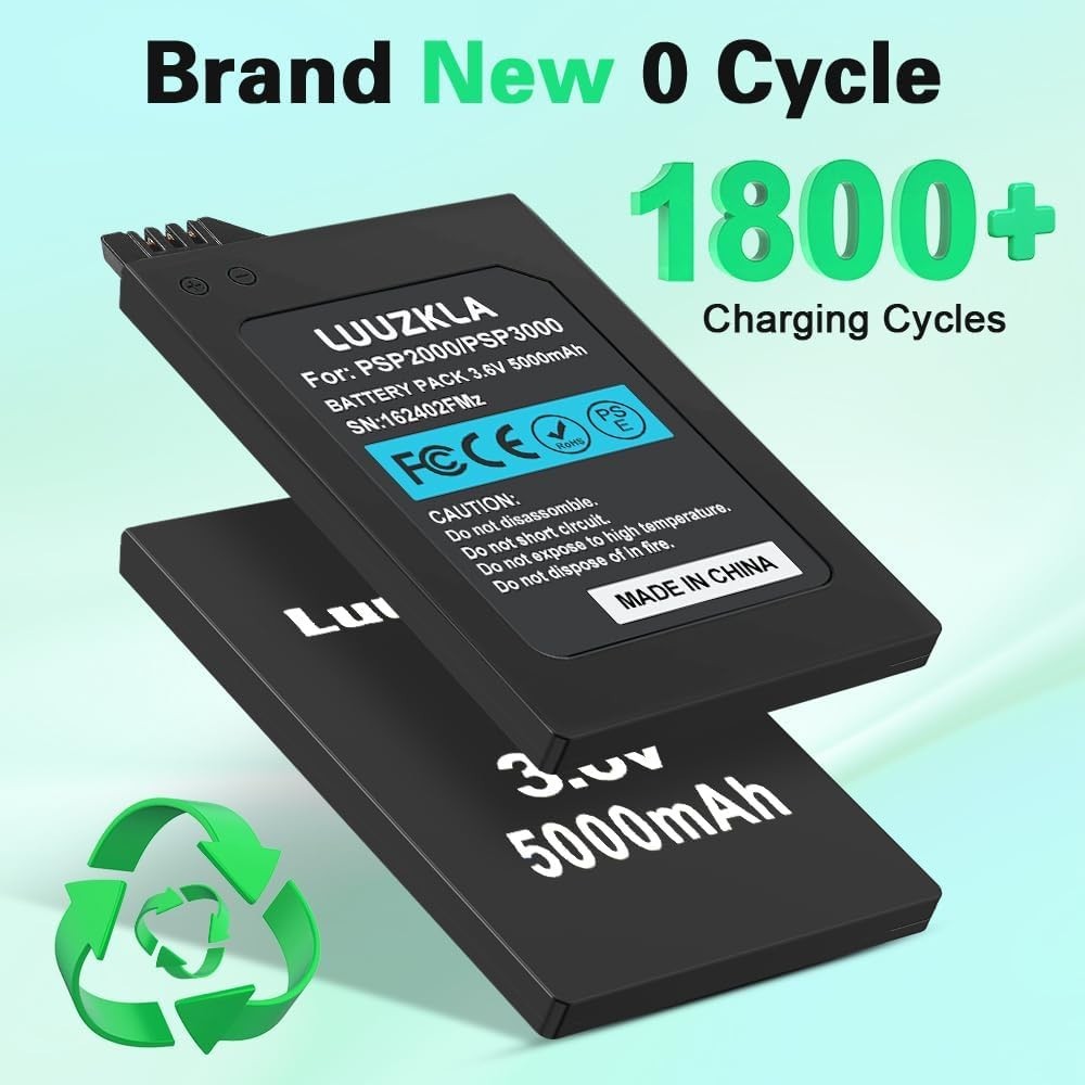 5000mAh Battery Replacement for PSP 2000/3000 High Capacity Rechargeable