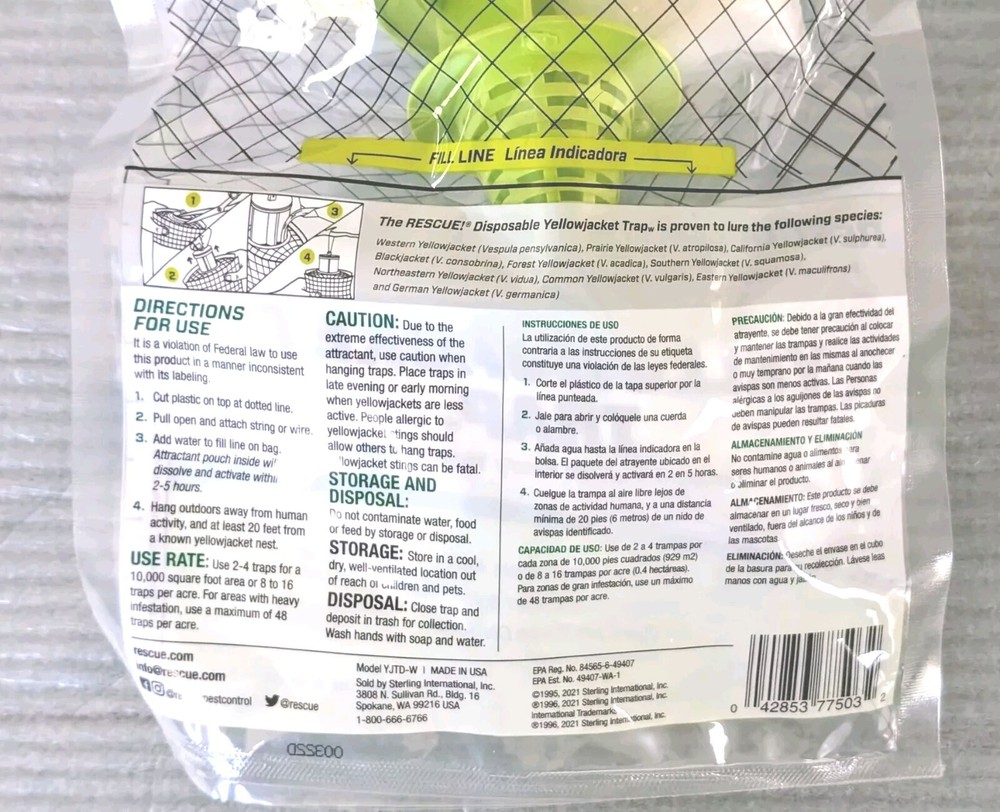 (2) Rescue Yellow Jacket Disposable Traps