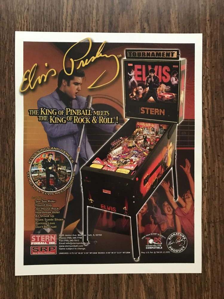 Elvis Pinball Machine Sales Flyer by Stern ( NEW Uncirculated )