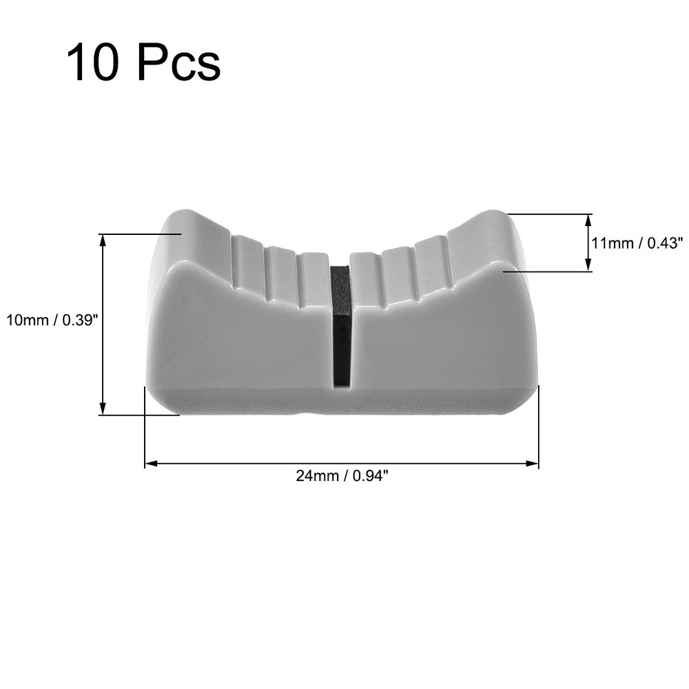 10PCS 24x11x10mm Fader Knobs Replacement Gray