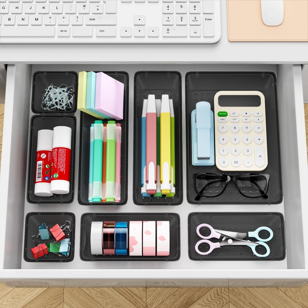 12Piece Drawer Organizer Set, 4 Sizes Versatile Plastic Vanity Organizer for ...
