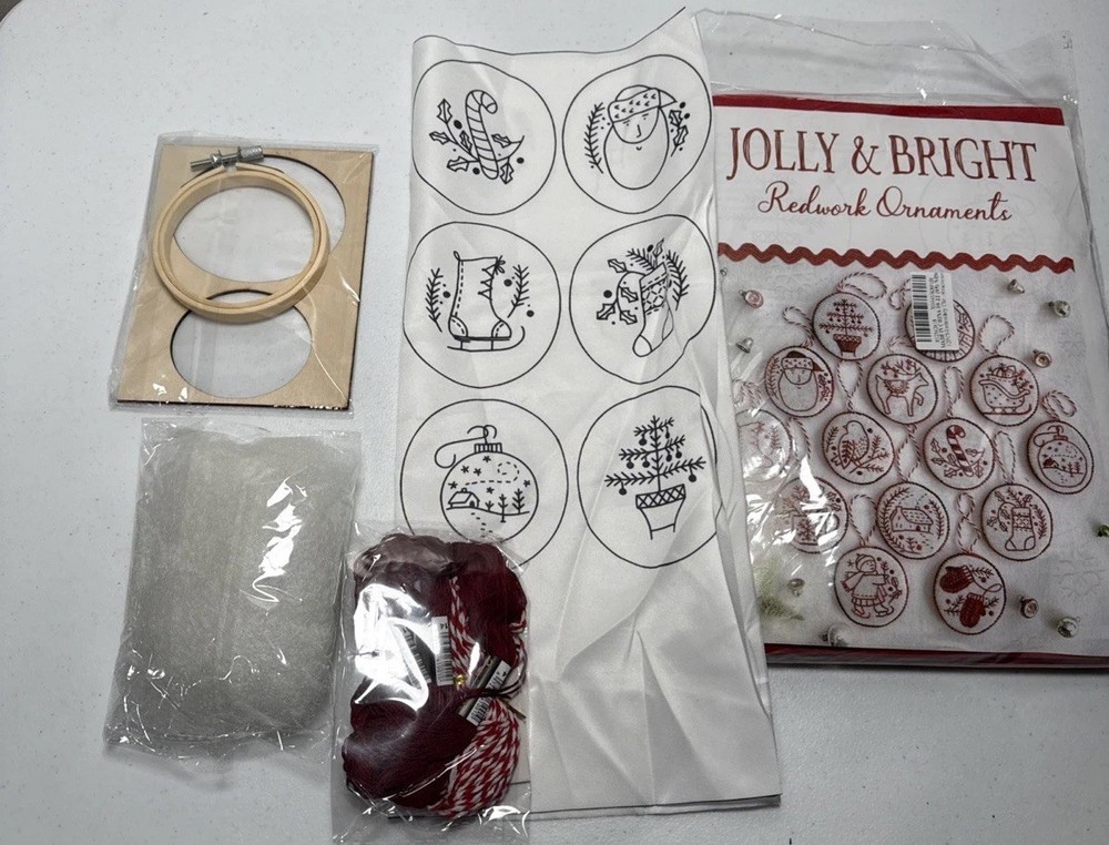 Jolly & Bright Redwork Ornaments Embroidery Pattern from Kathy Schmitz Studio