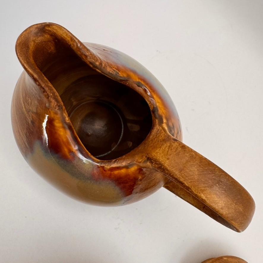 Splash Brown Sango #4951 Drip-Glazed Stoneware Sugar and Creamer