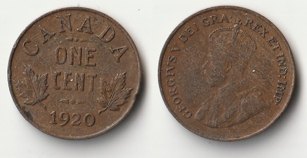 1920 Canada 1 cent coin
