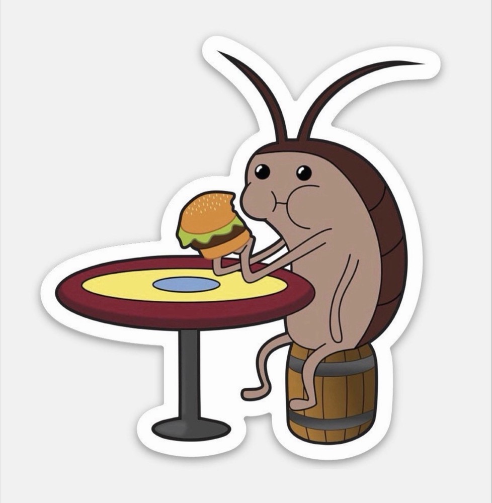 3 Inch SpongeBob Roach sticker. Matte Finish