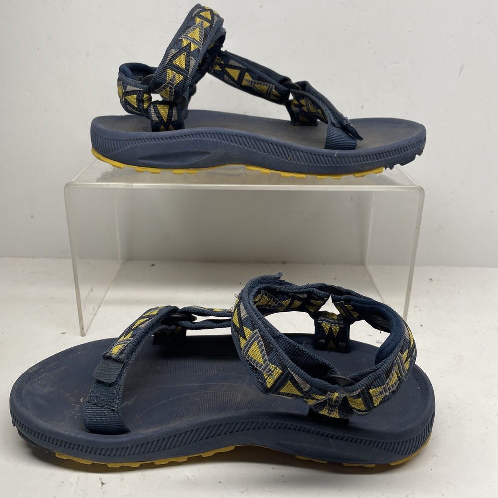teva blue/yellow rubber sandals mens size 5