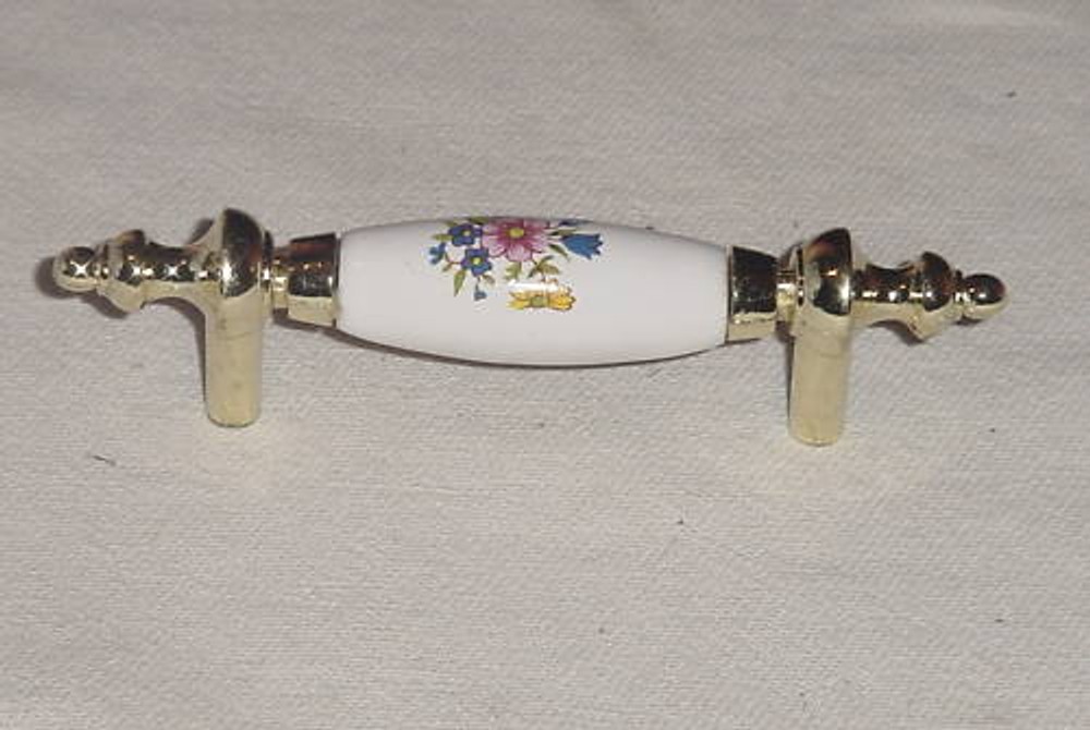 Allison Polished Brass w/ White Flowers Pull 14201FWP