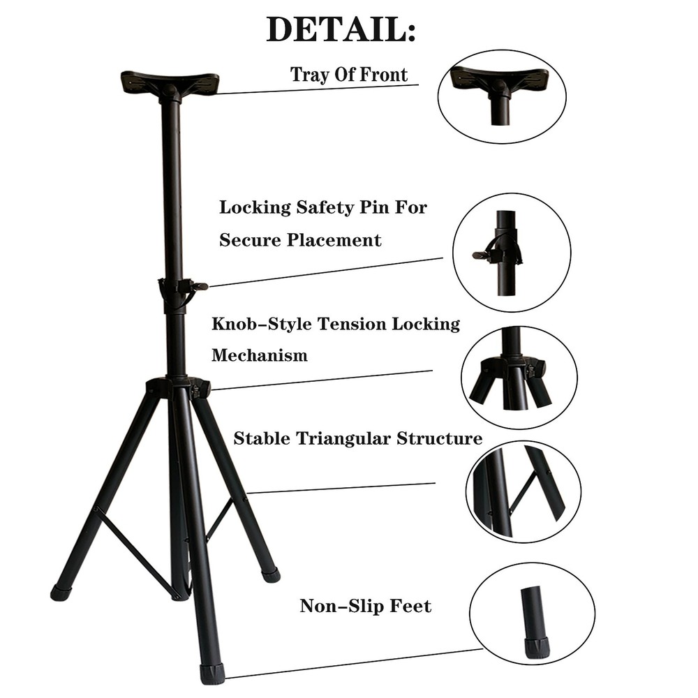 Pair DJs Speaker Stands Universal Height Tripod Mount Holder Adjustable Stands