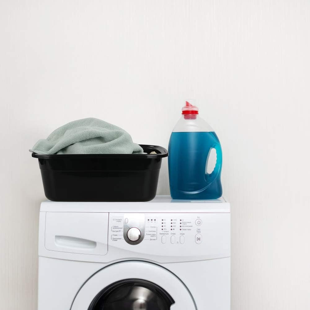 Plastic Dish Pan, Black Washing Basin, 14 Quart, 4-Pack