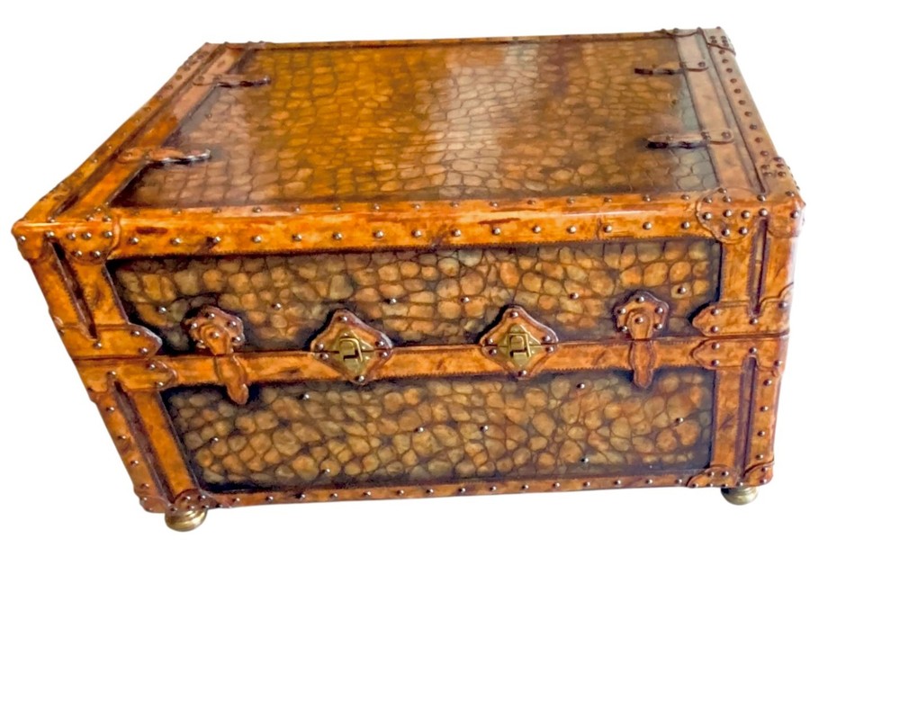 MAITLAND SMITH Leather Storage Trunk With Tray Insert